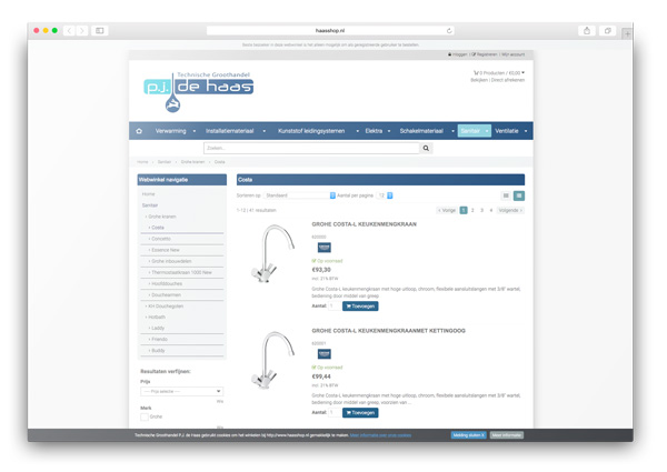Groothandel sanitair B2B webwinkel